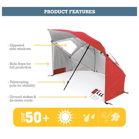 Sport-Brella Super-Brella SPF 50+ Sun and Rain Canopy Umbrella (8-Foot, Blue) - Picture 2 of 6